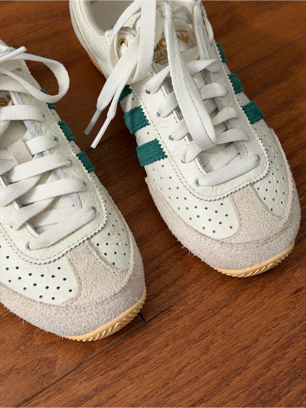 adidas Women’s White & Teal Samba-Inspired Leather Sneakers - Picture 2 of 5